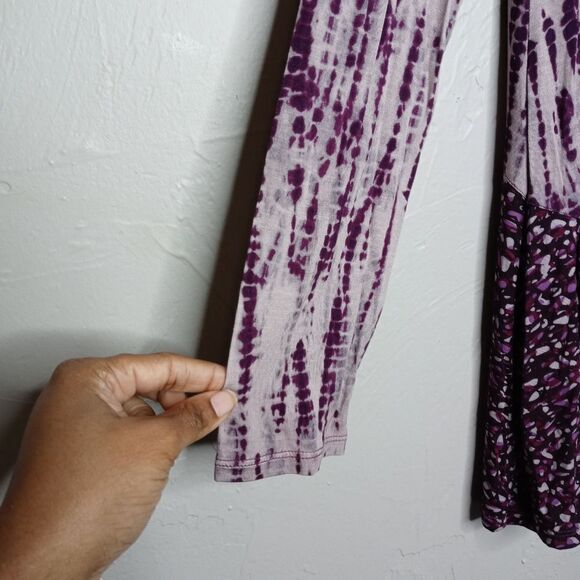 LOGO Lori Goldstein Purple Tie Dye Effect Long Sleeve Blouse - Picture 5 of 7